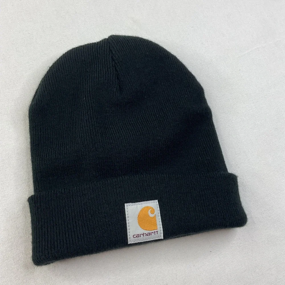 Carhartt hat Kids Black Acrylic Beanie Logo Patch AH8905 OSFM Youth